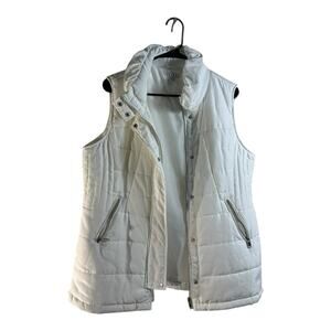 Tribal Brand White Puffer Vest Pockets Multi Closure Long‎ Women's Petite Large